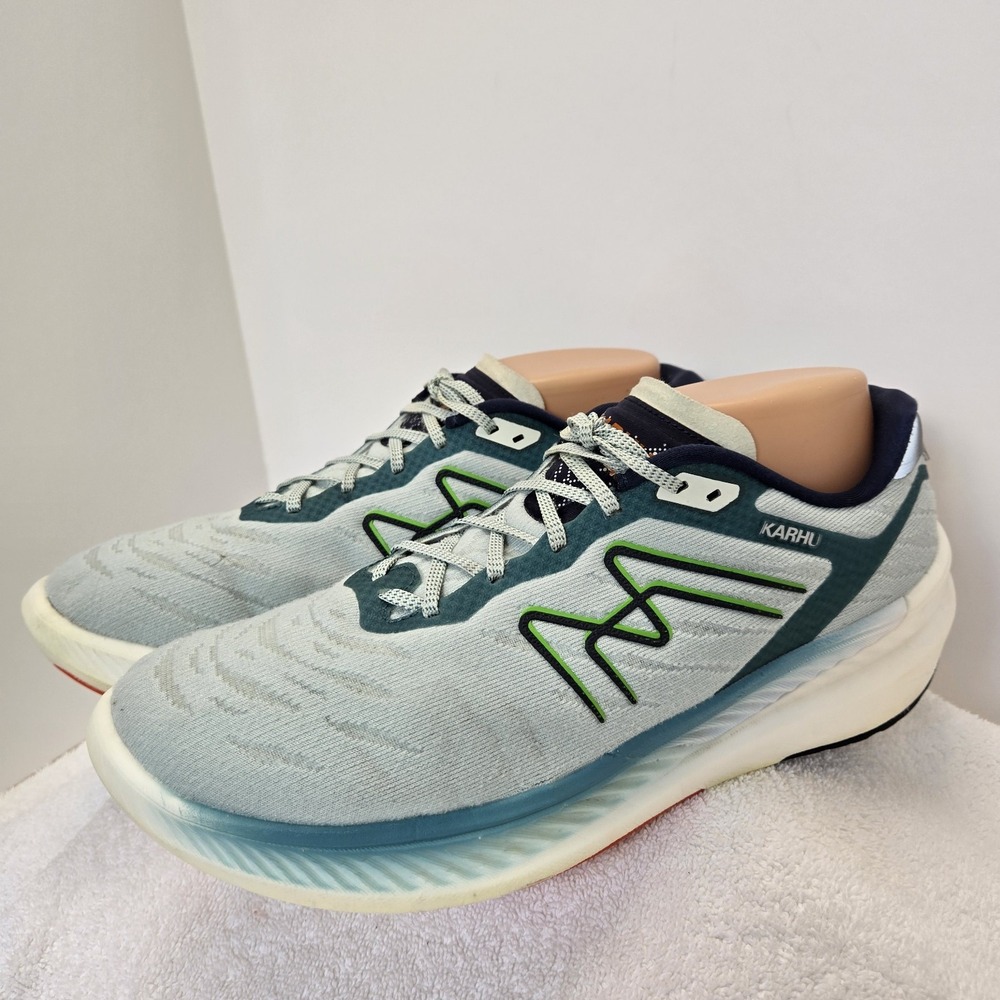Karhu Fusion 4.0 Ortix HiVo Mens Size 9.5 Running Shoes F101810 Gray Green